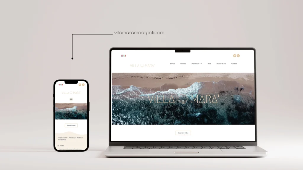 Sito web Villa Marà su desktop e mobile