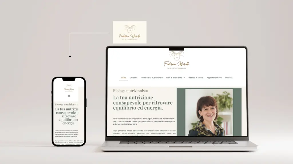 Sito web di Federica Morelli, biologa nutrizionista, su desktop e smartphone