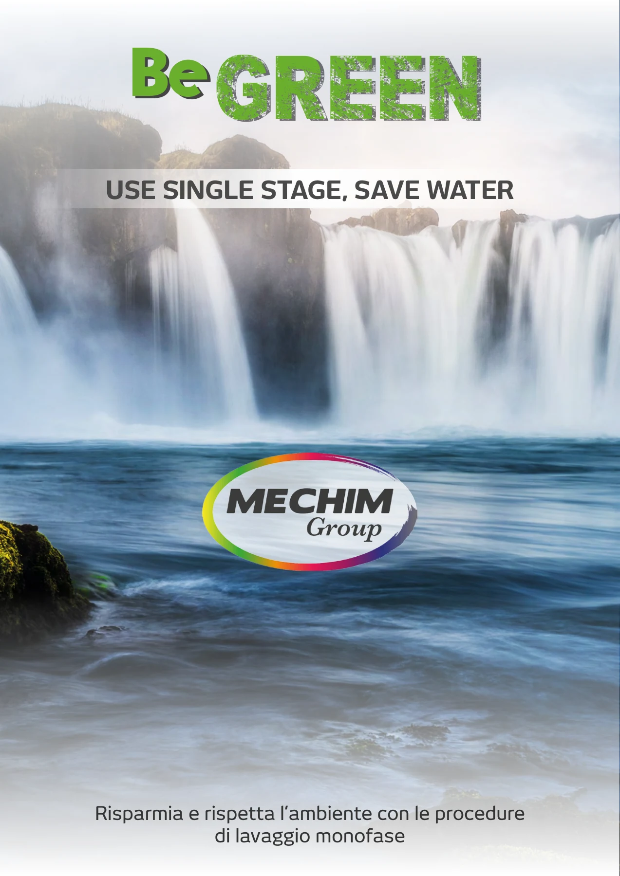 Brochure Be Green Mechim, comunicazione sul lavaggio monofase