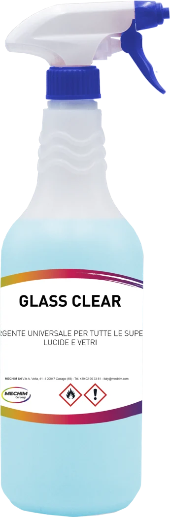 Flacone spray Glass Clear Mechim, packaging ed etichetta