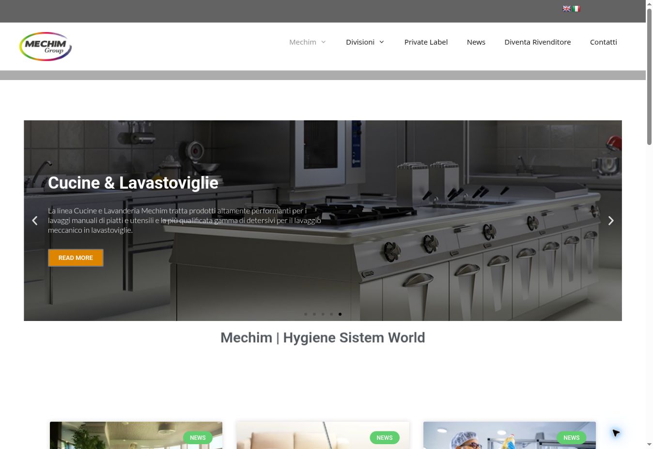 Homepage del sito Mechim realizzato e gestito da Nicola Cannarile